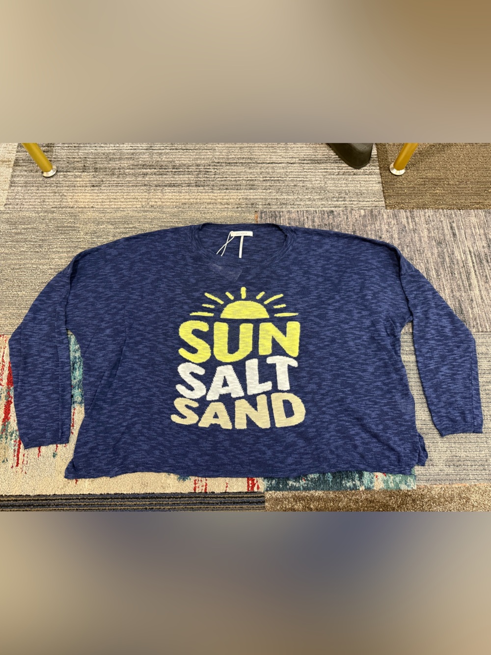 Stitch Drop 8421088 - Navy Crewneck with “SUN SALT SAND” Graphic